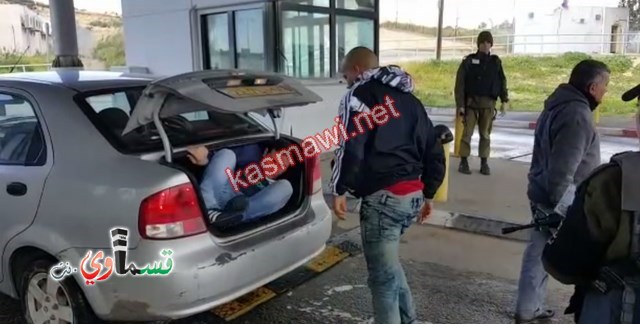فيديو.. شاهدوا : سائق سيارة اسرائيلي يُخفي 3 عمال من الضفة في الصندوق الخلفي للمركبة والشرطة توقفه وتعتقله